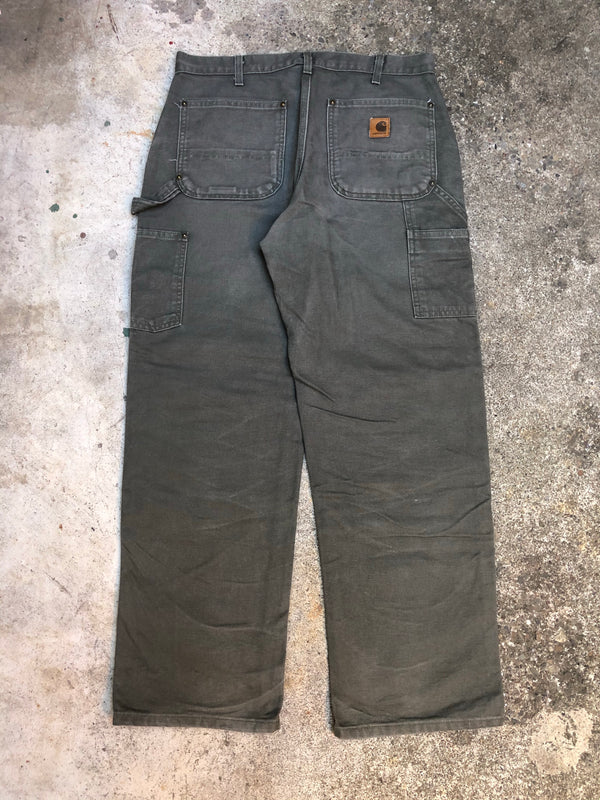 Carhartt B136 Moss Green Double Front Knee Work Pants (32X30)