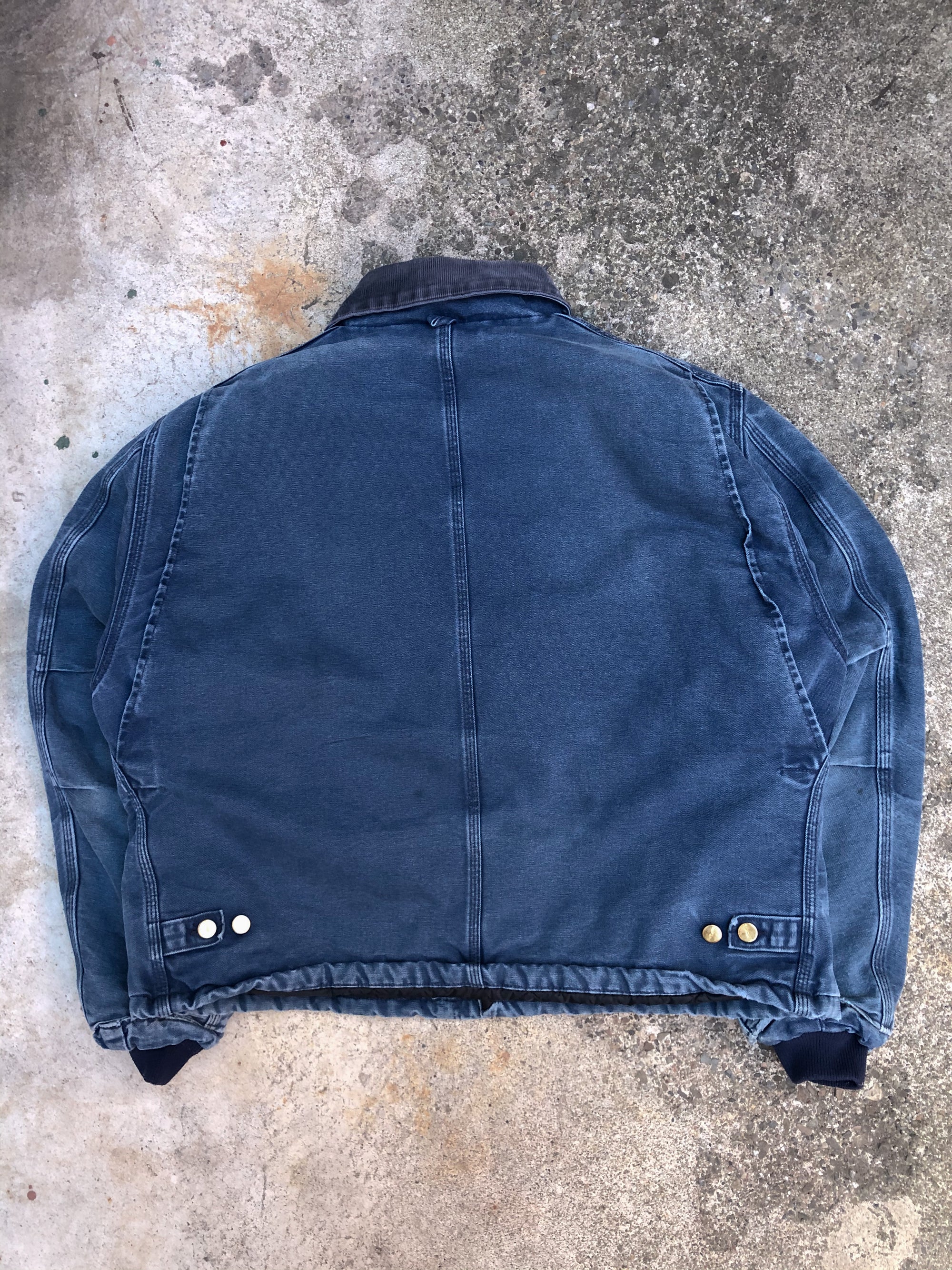 1990s Carhartt Sun Faded Blue Quilted Arctic Jacket (XL/XXL)