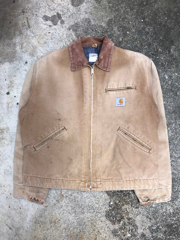 1990s Carhartt Faded Tan Lined Work Jacket (L)