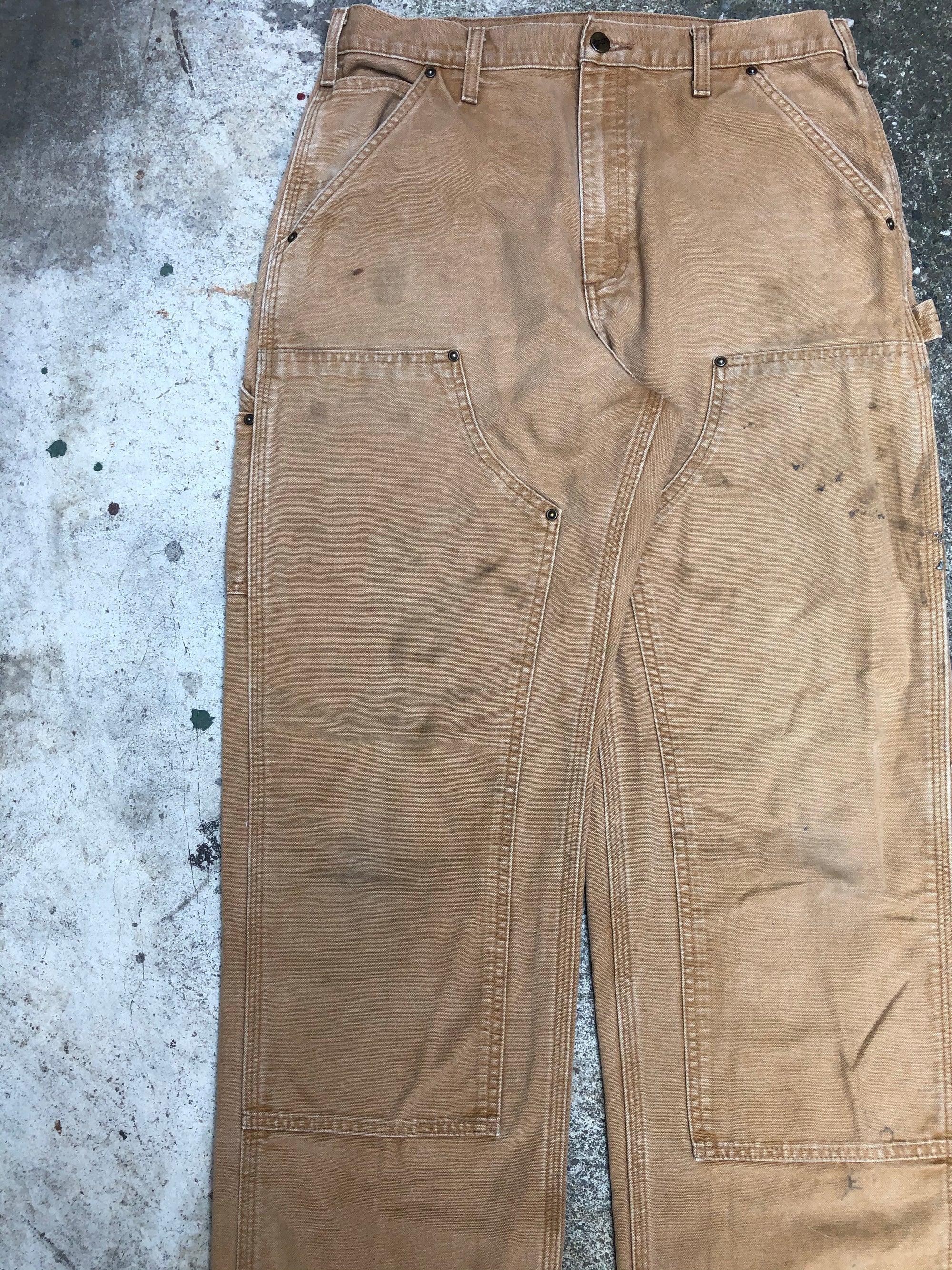 Carhartt B136 Tan Double Front Knee Work Pants (32X35)