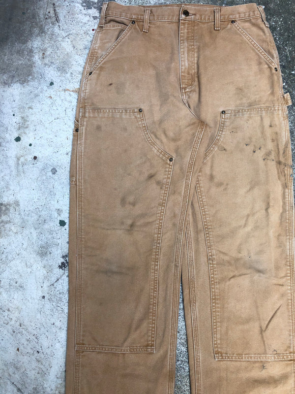 Carhartt B136 Tan Double Front Knee Work Pants (32X35)