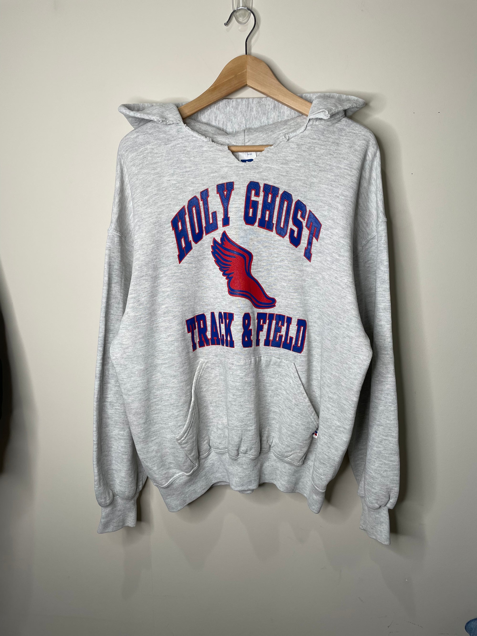 1990s Russell “Holy Ghost Track” Distressed Hoodie (L)