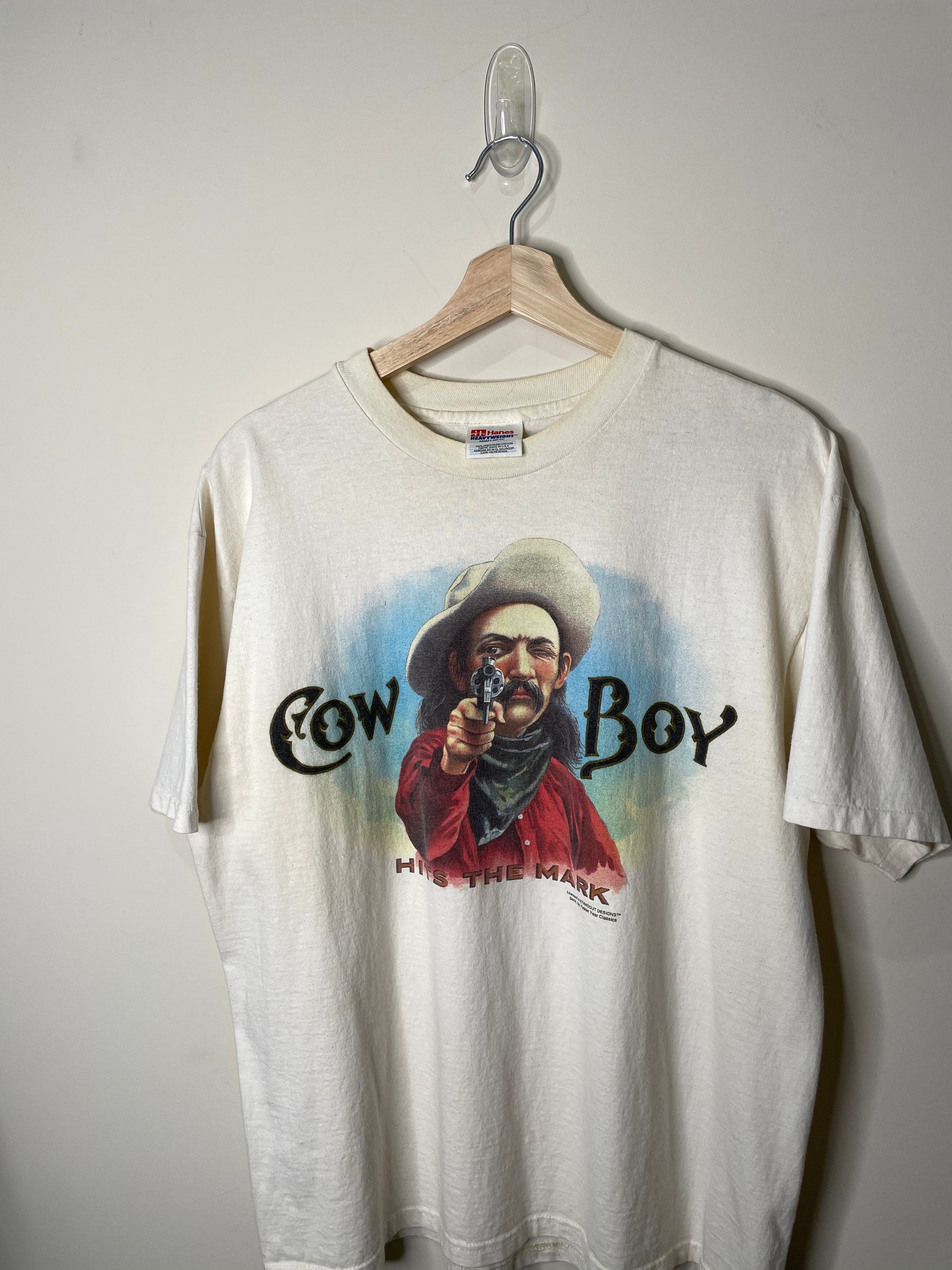 1990s “Cowboy Hits The Mark” Single Stitched Tee (L)