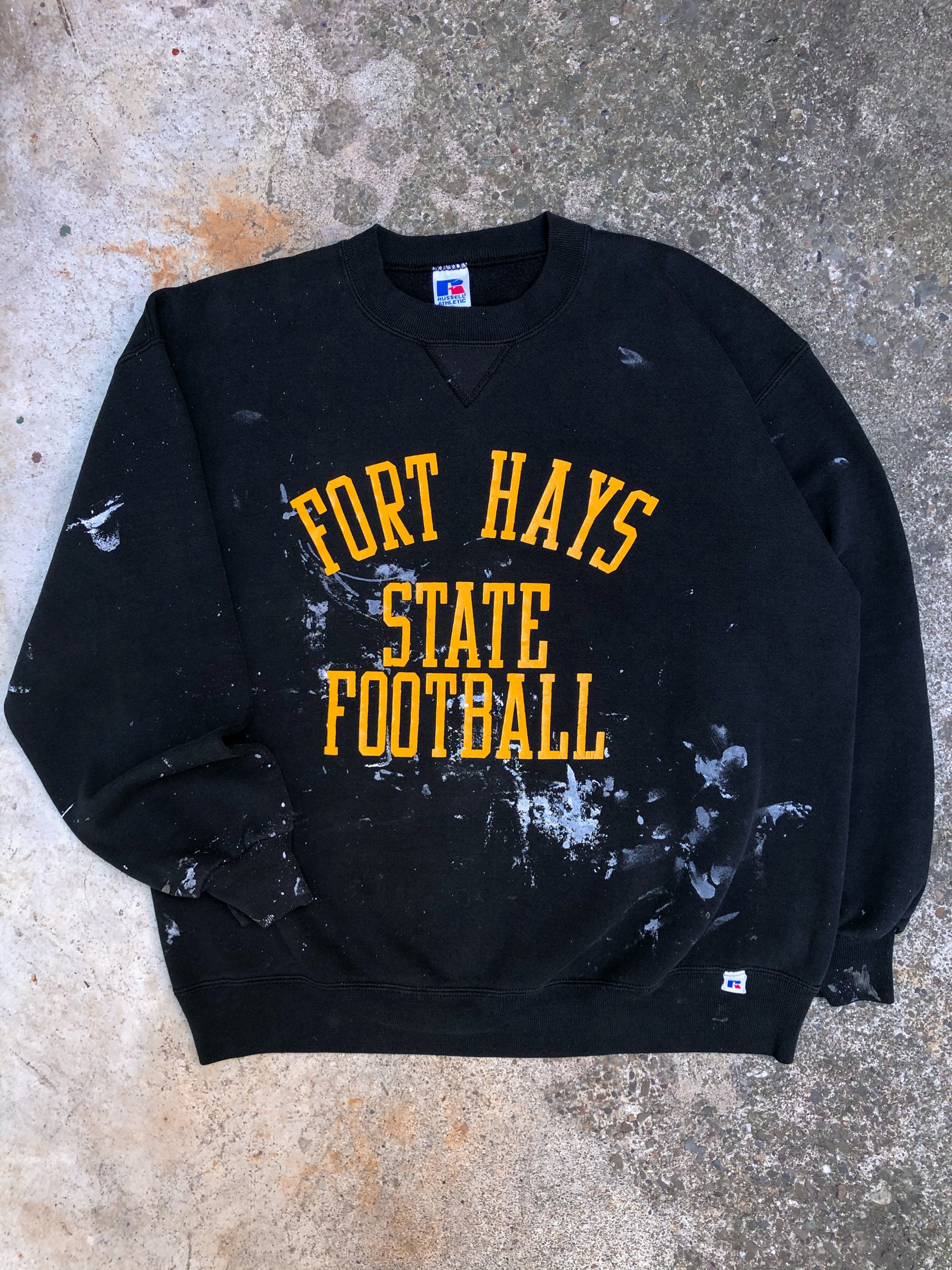 1990s Russell Painted Black “Fort Hays State Football” Sweatshirt