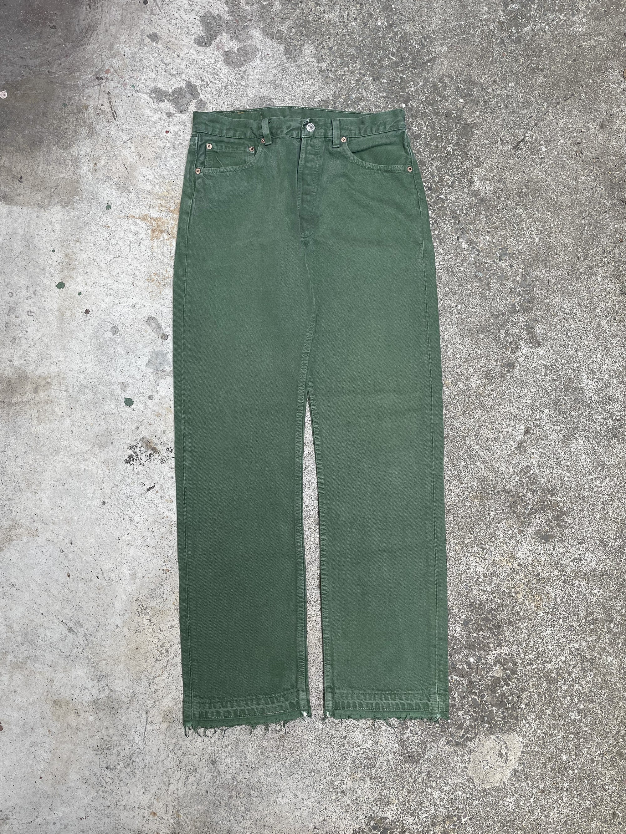 1990s Levi’s Faded Green 501 Released Hem (30X31)