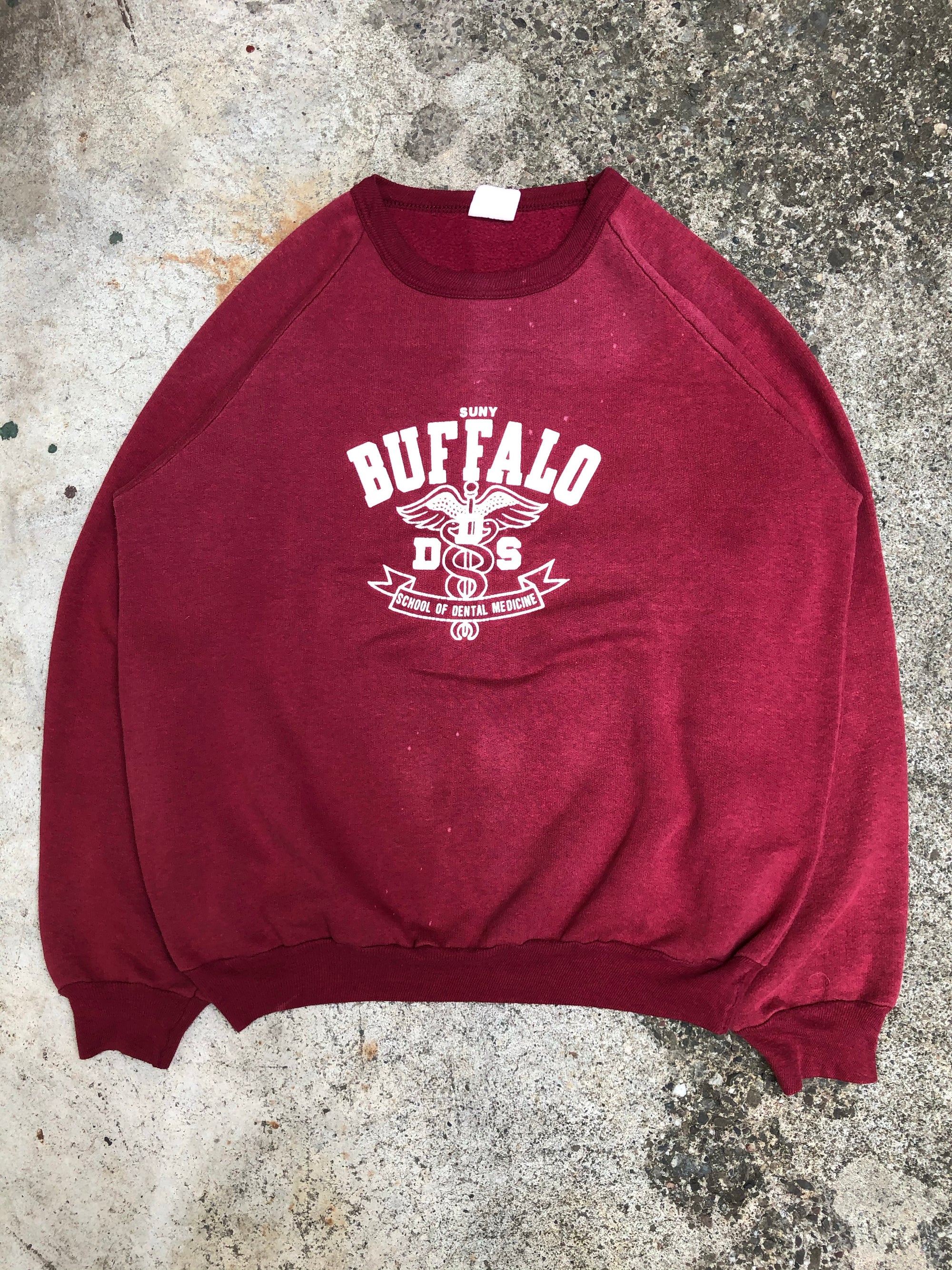 1970s Faded Red “SUNY Buffalo” Raglan Sweatshirt