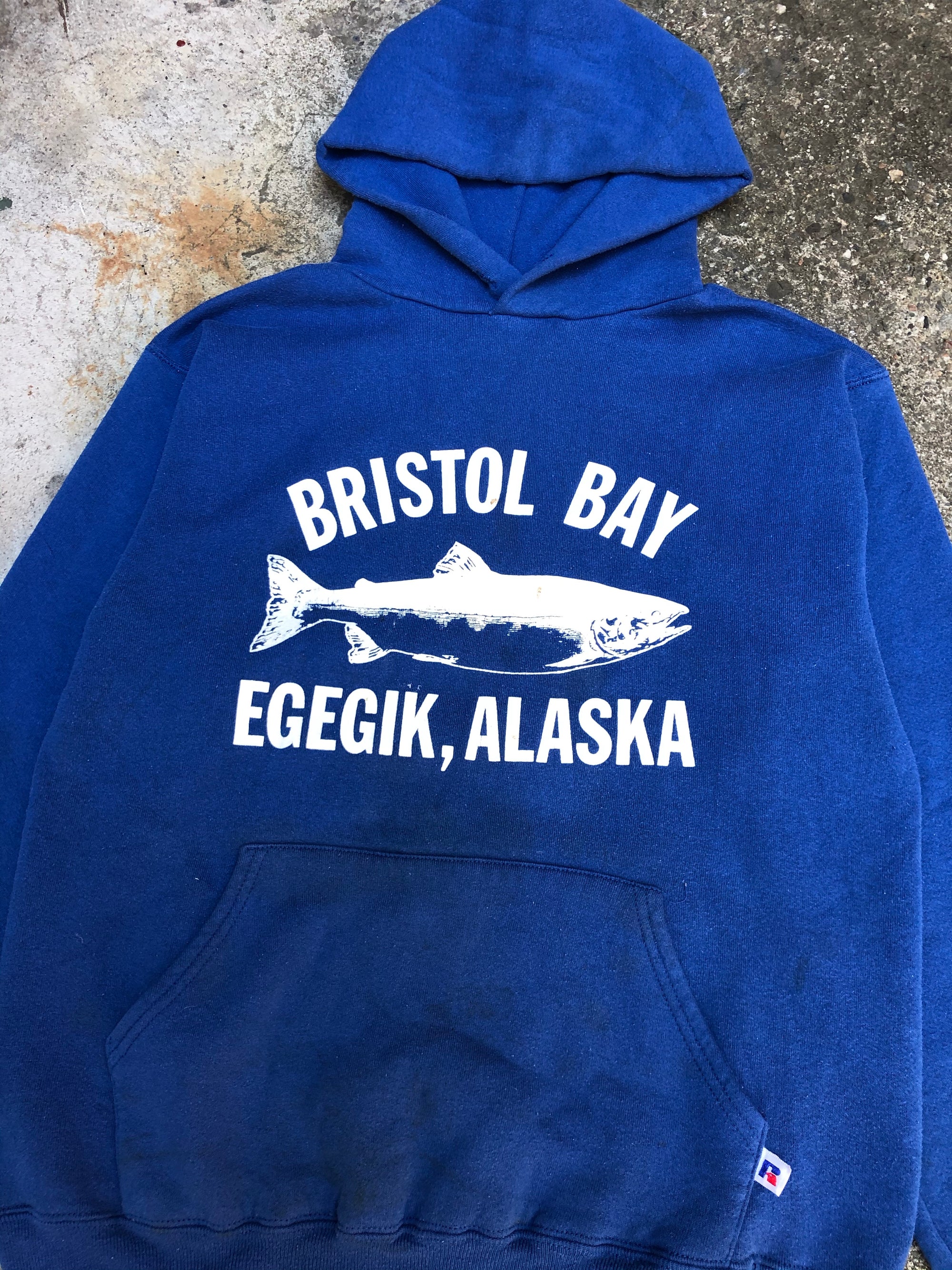 1980s Russell Blue "Bristol Bay Alaska" Hoodie