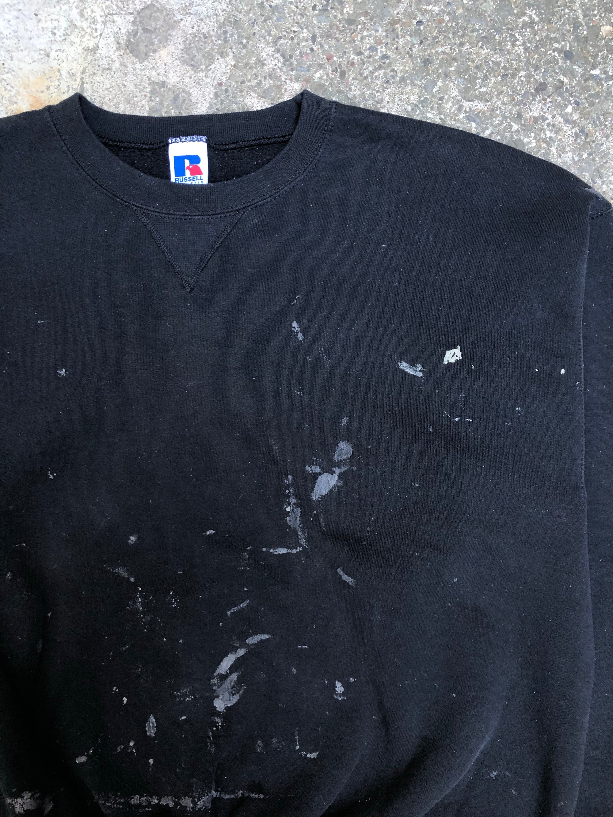 1990s Russell Black Blank Paint Sweatshirt