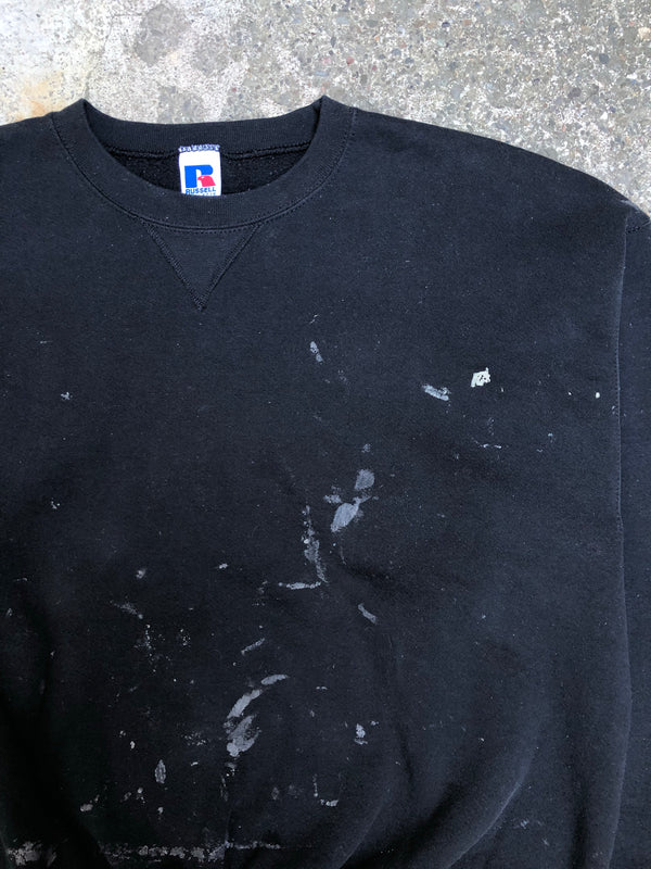 1990s Russell Black Blank Paint Sweatshirt