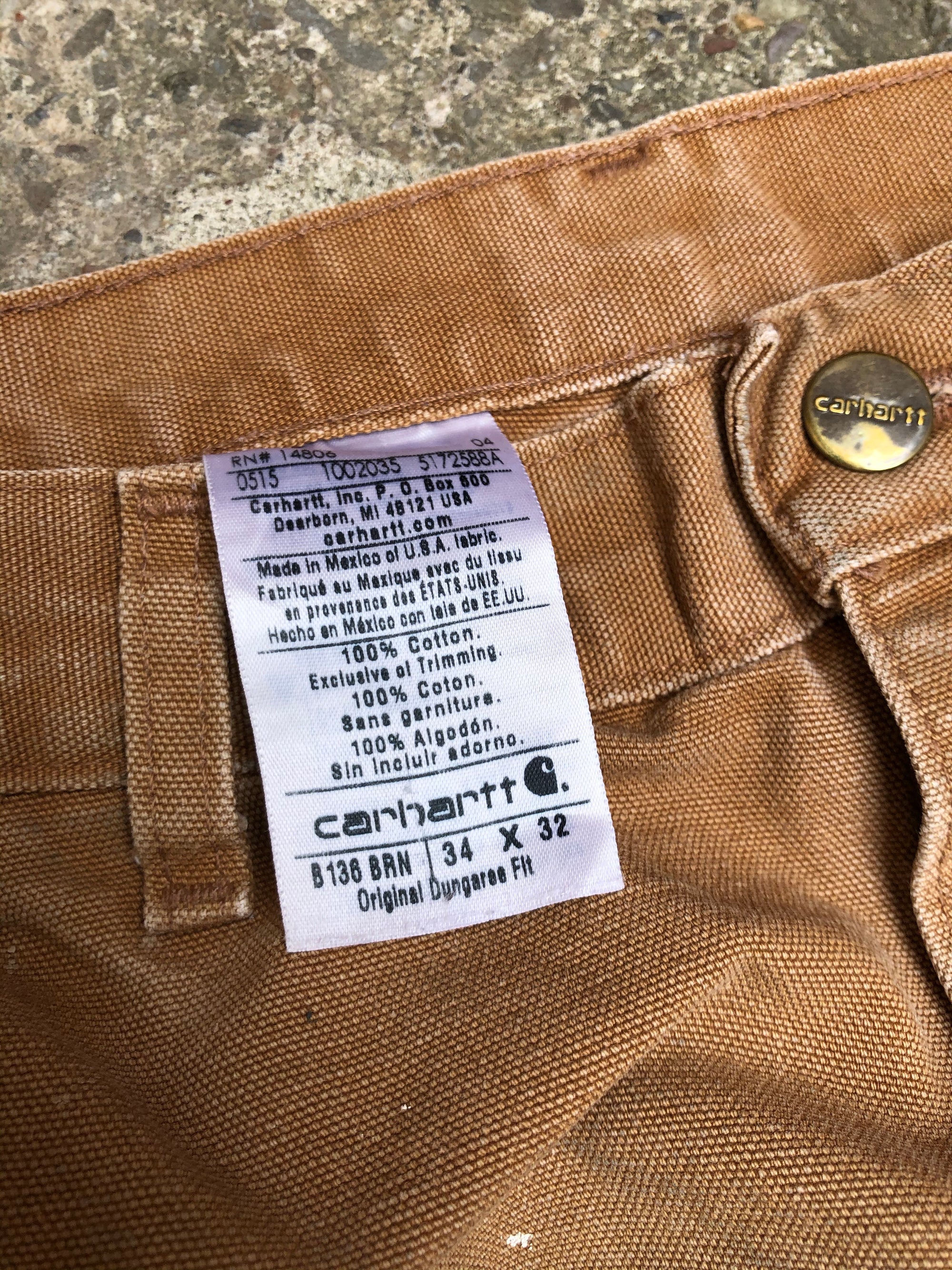 Carhartt B136 Tan Double Front Knee Work Pants (34X31)