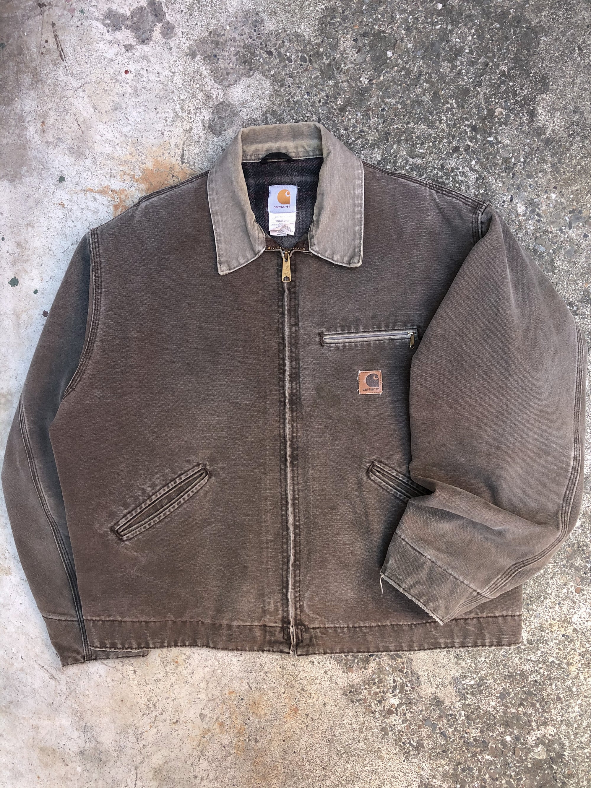 1990s Carhartt Faded Chocolate Lined Work Jacket (XL)