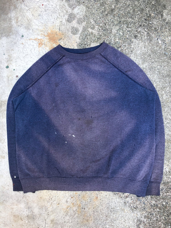 1990s Sun Faded Navy Blank Paint Raglan Sweatshirt