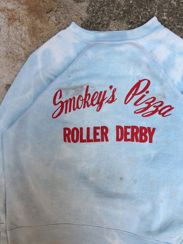 1970s Sun Faded Sky Blue “Roller Derby” Raglan Sweatshirt