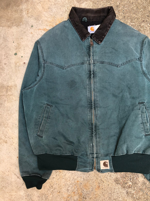 1990s Carhartt Faded Teal Santa Fe Work Jacket (XL)