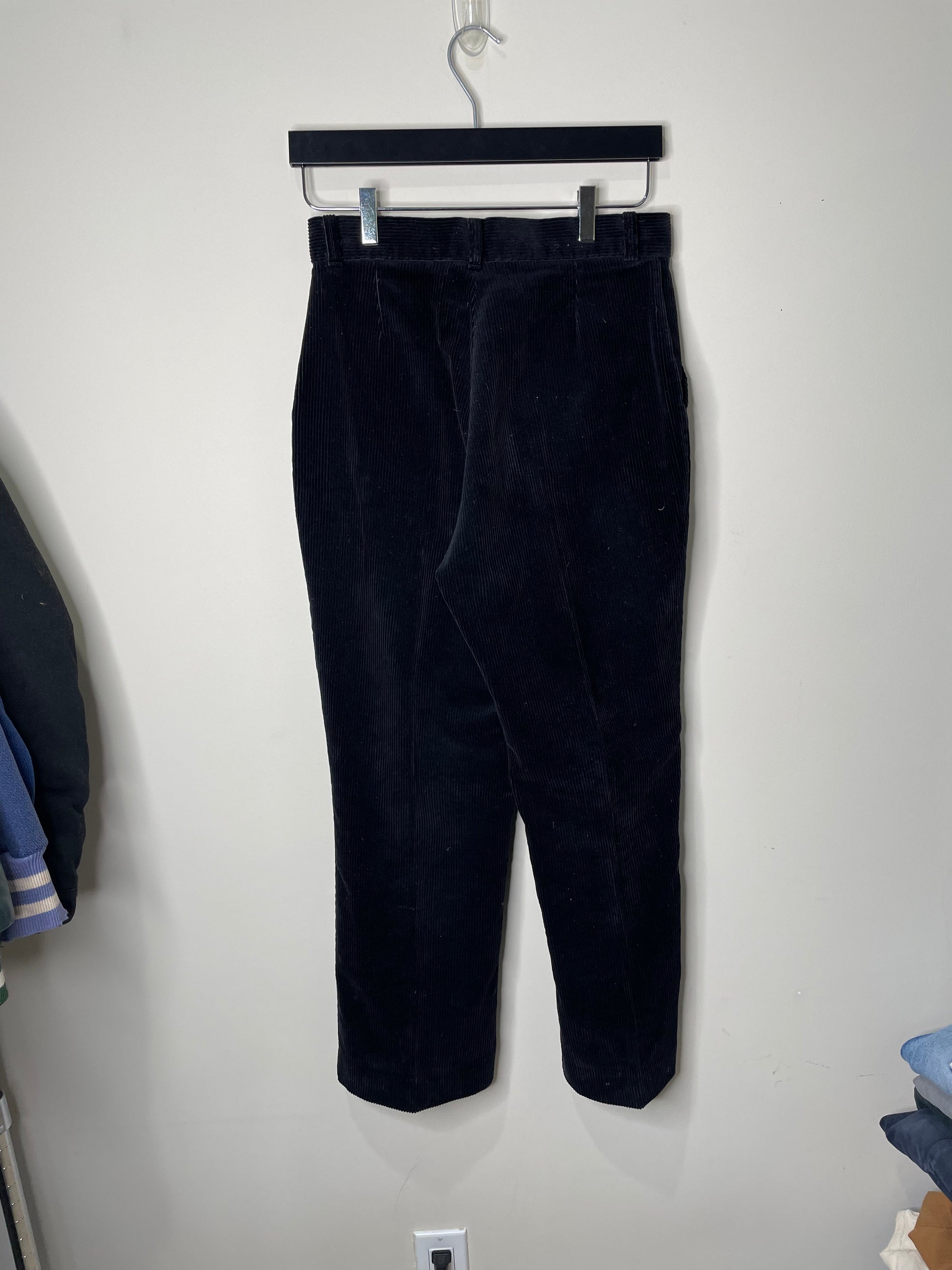 1970s Black Corduroy Pants Talon Zip (27X26)