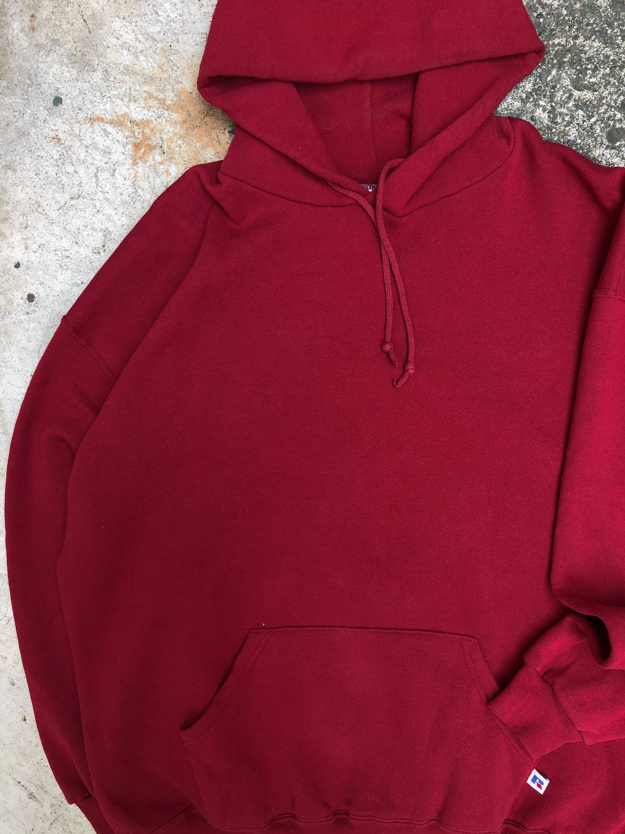 1990s Russell Faded Crimson Red Blank Hoodie