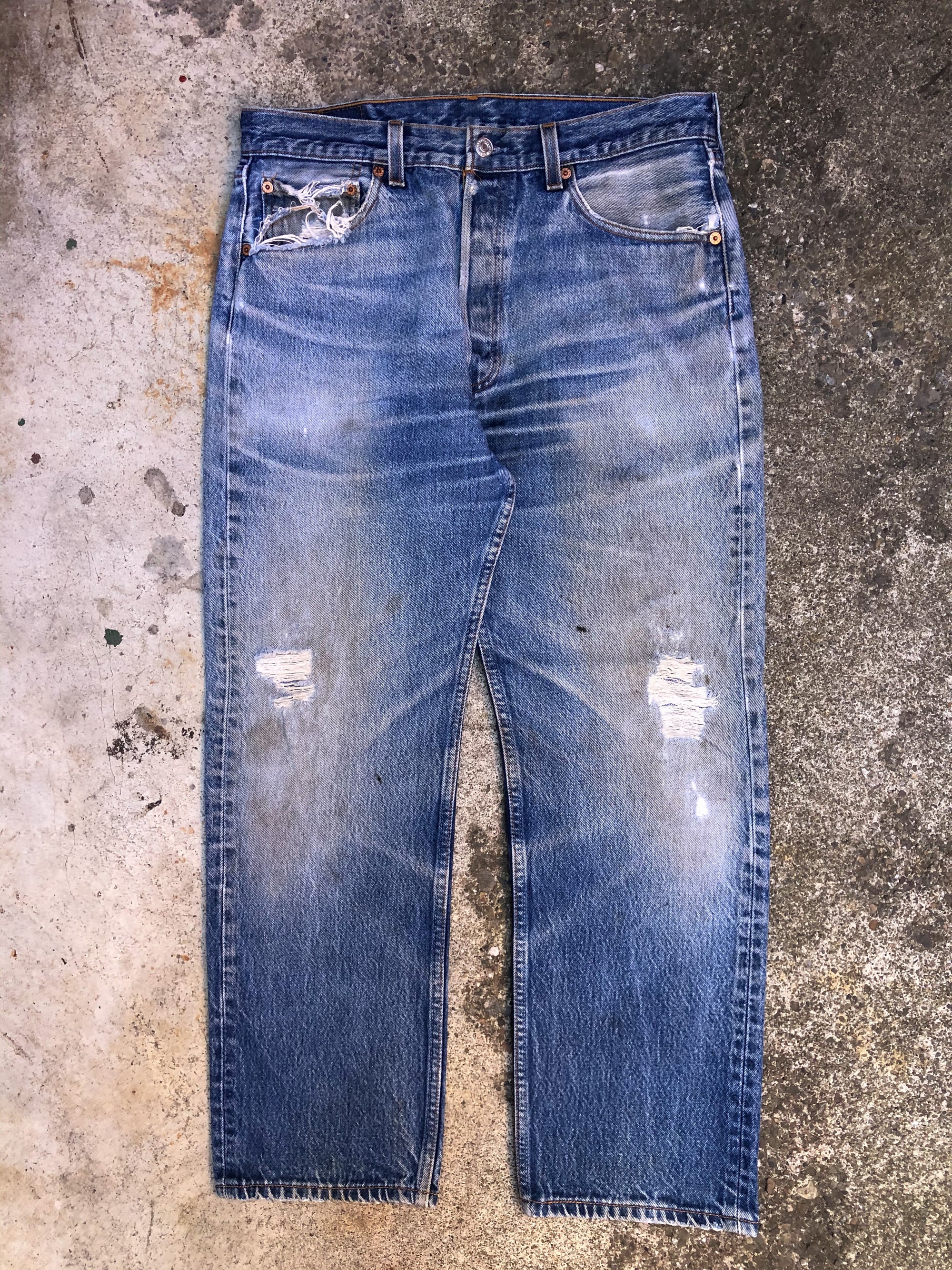 1990s Levis Worn In Blue 501XX (32X26)