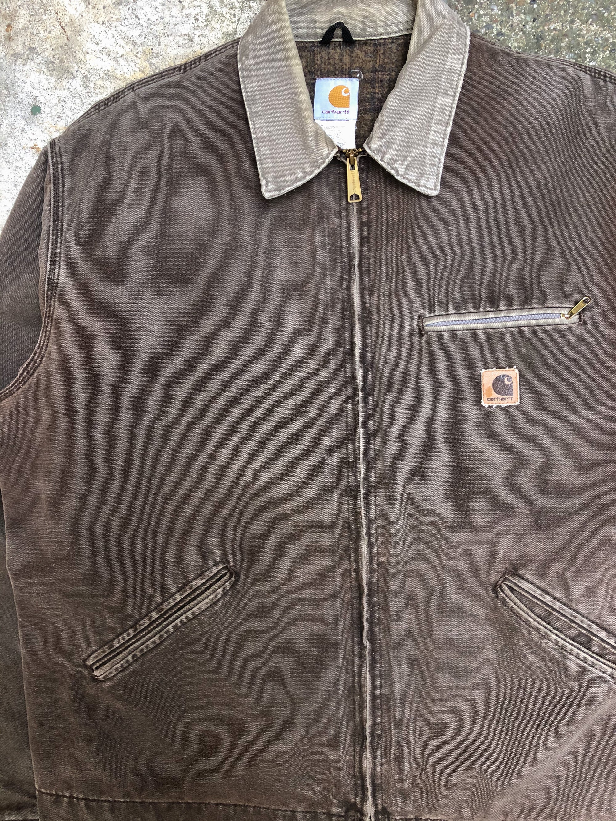 1990s Carhartt Faded Chocolate Lined Work Jacket (XL)