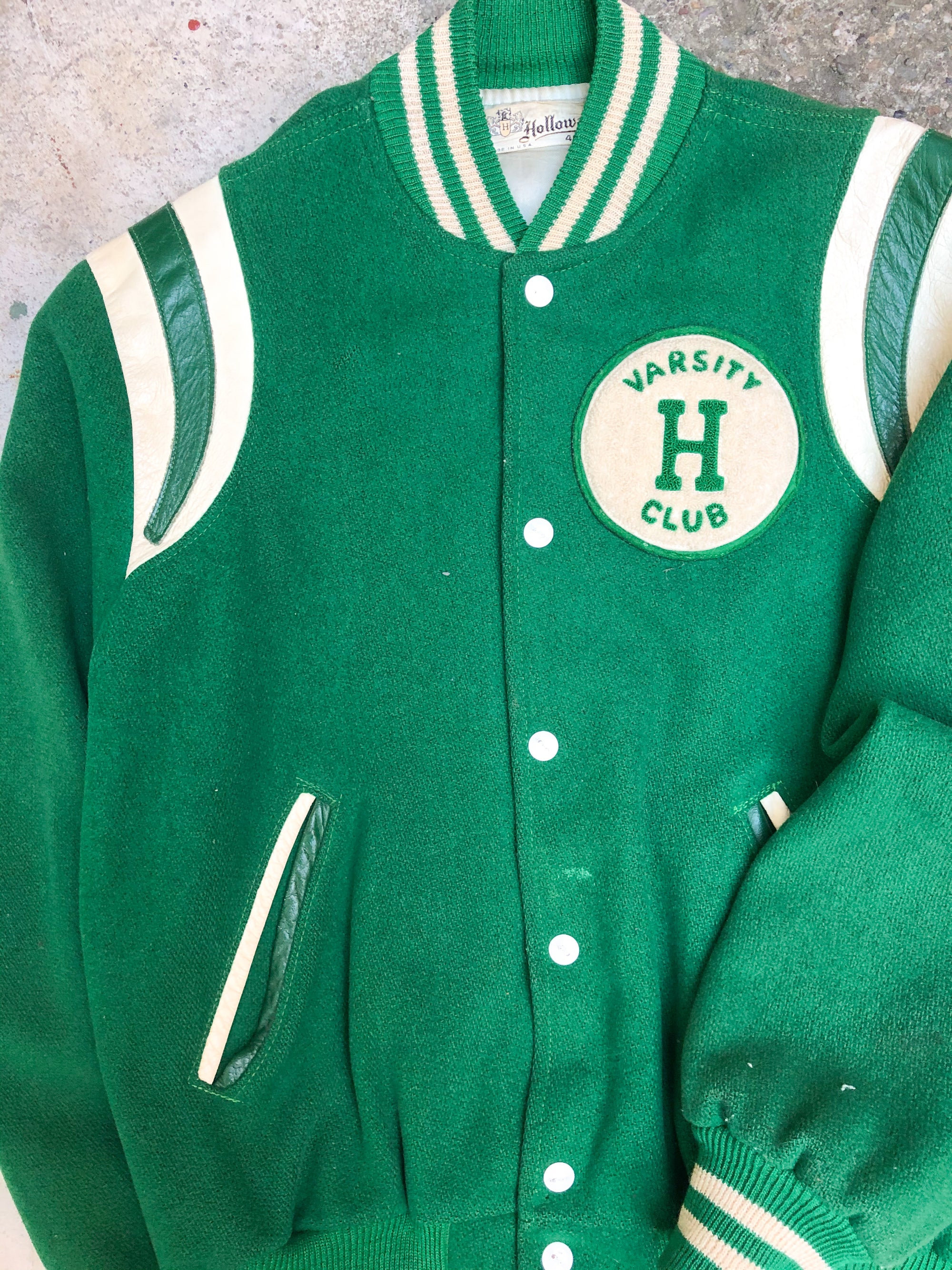 1960s Green Chain Stitch “H Varsity Club” Varsity Jacket