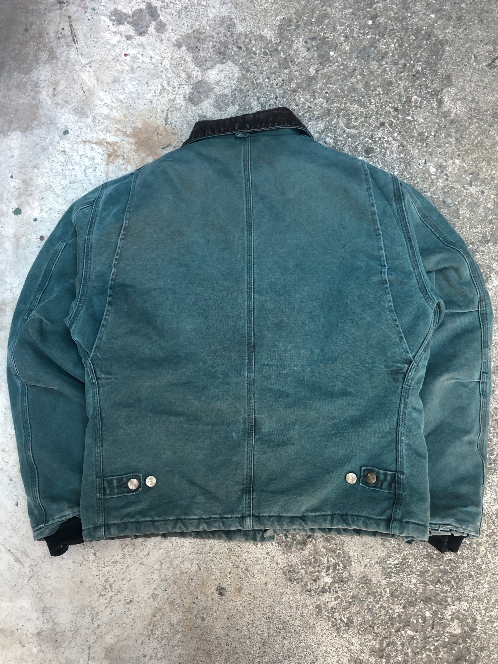 1990s Carhartt Faded Hunter Green Quilted Arctic Jacket (M)