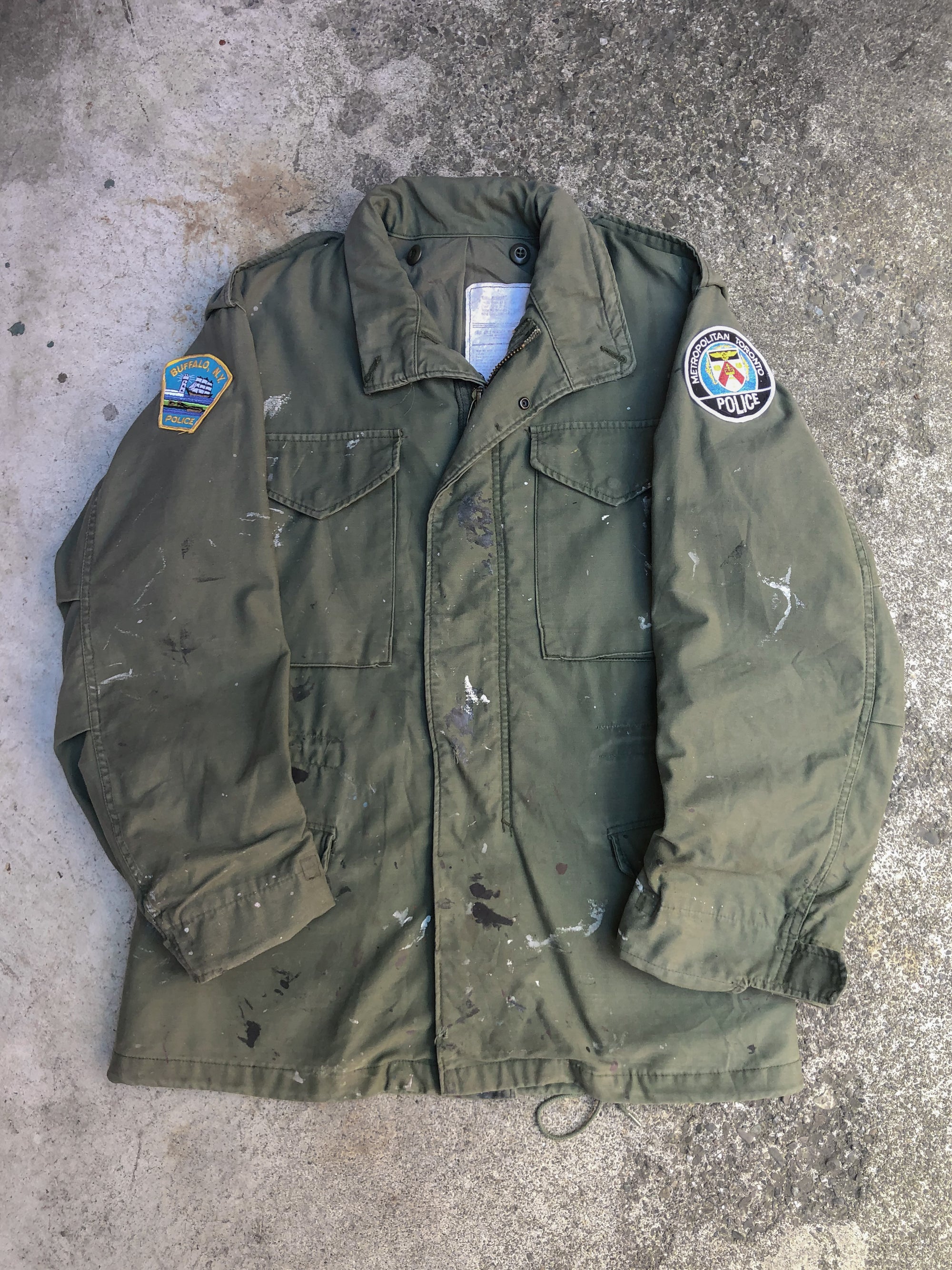 1970s Painted Faded “Buffalo Police” M51 Field Jacket (S/M)