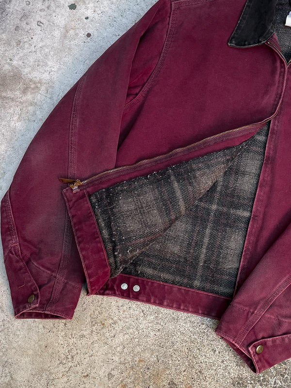 1990s Carhartt Faded Crimson Red Lined Work Jacket (M)