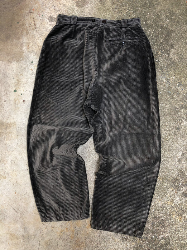 1940s Repaired Chocolate Brown Corduroy French Work Pants (32X28)