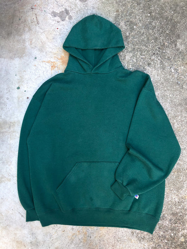 1990s Russell Faded Green Blank Hoodie