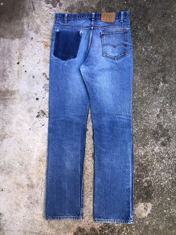 1980s Orange Tab Levis Talon Zip Blue 517 (33X34)