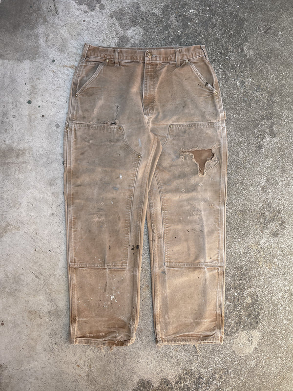 Carhartt B01 Tan Double Front Knee Work Pants (33X28)