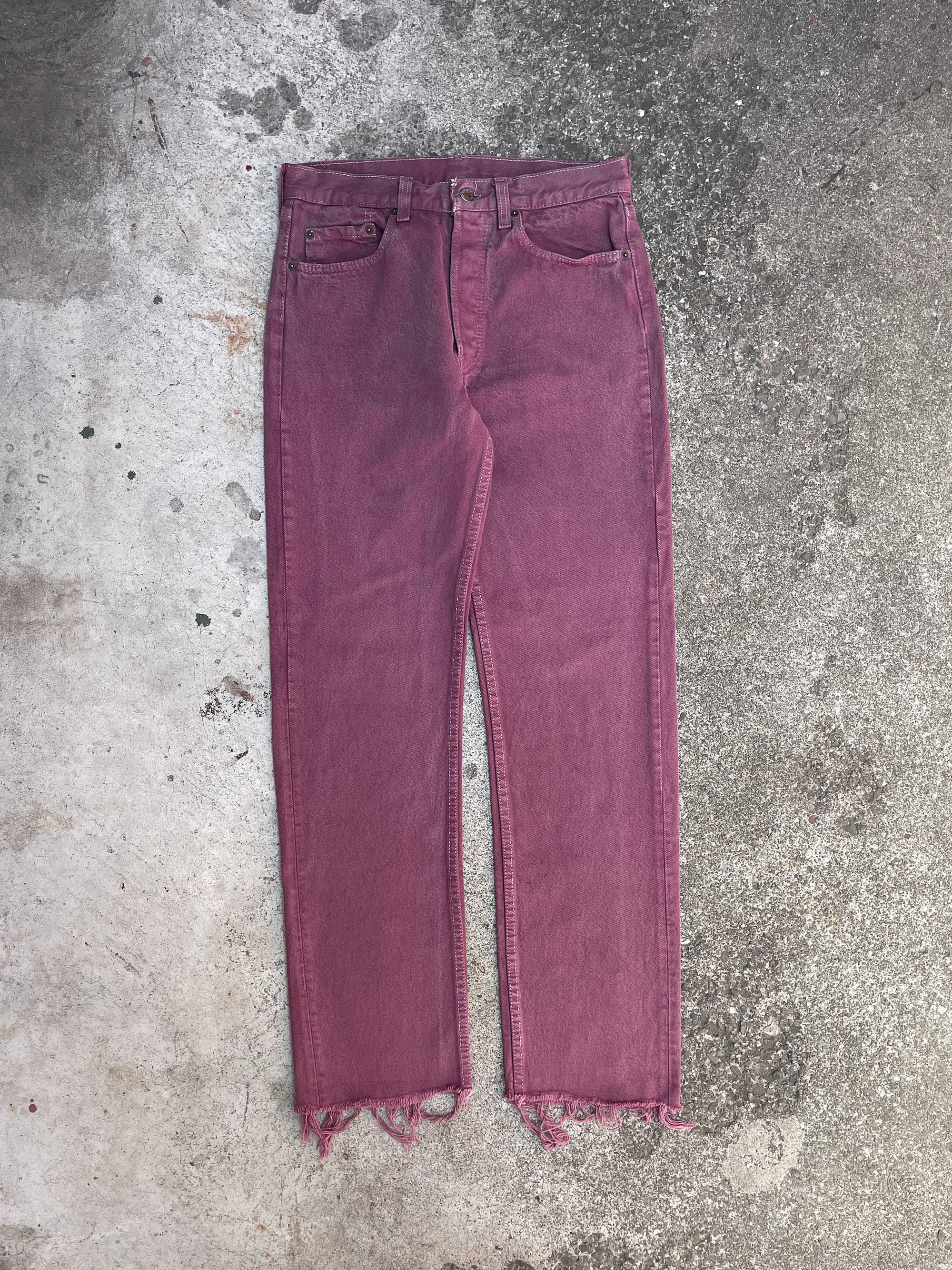 1980s Levi’s Faded Raspberry Red 501 Raw Hem (29X30)