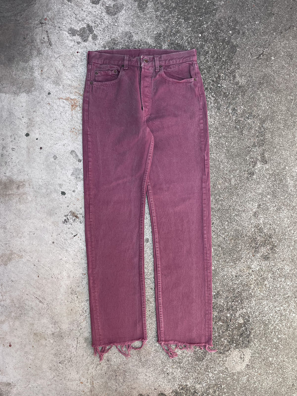 1980s Levi’s Faded Raspberry Red 501 Raw Hem (29X30)