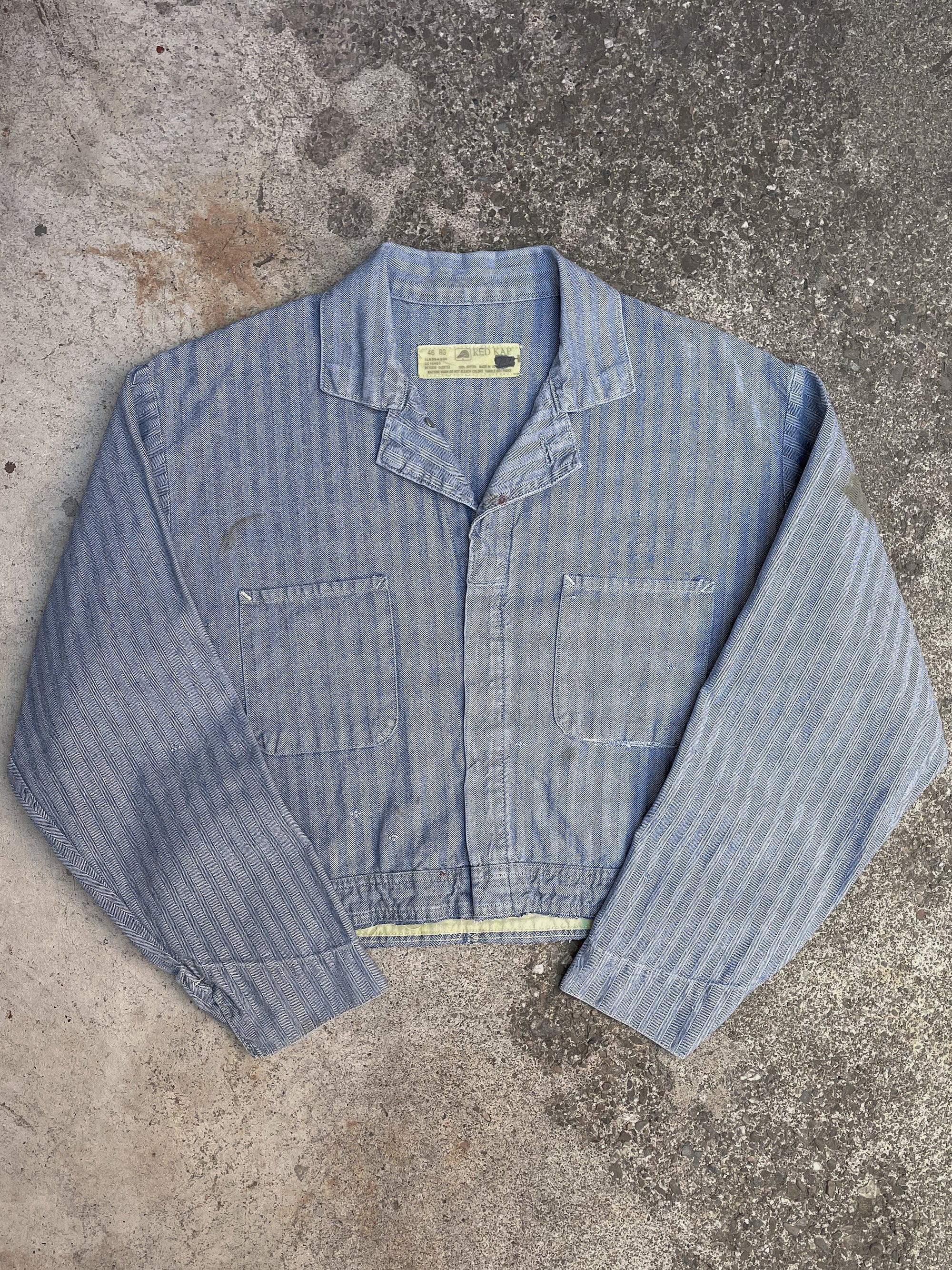 1970s Faded HBT Cropped Coverall Jacket (M/L)