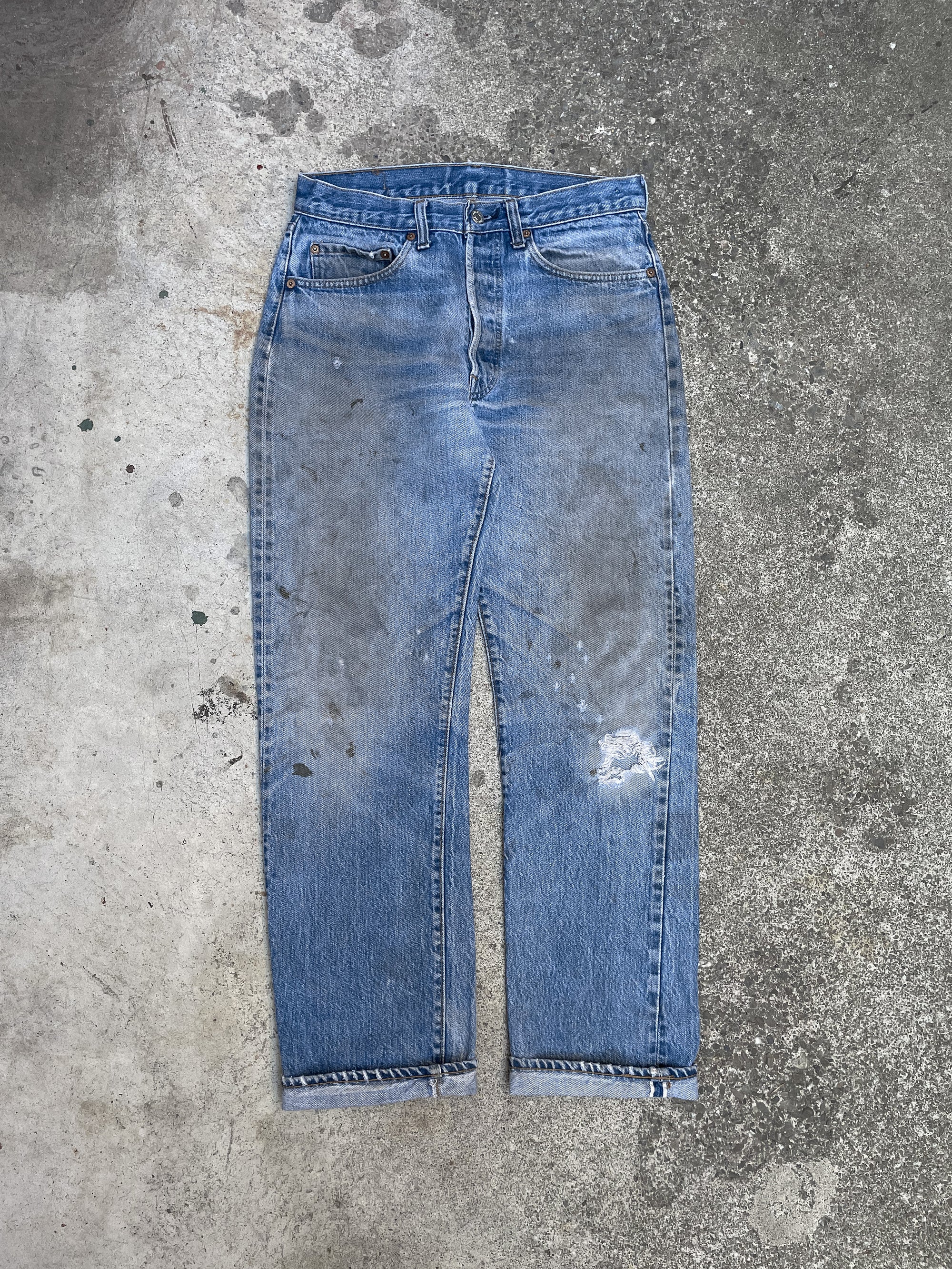 1970s Levis Worn In Faded Blue 501 Selvedge (29X28)