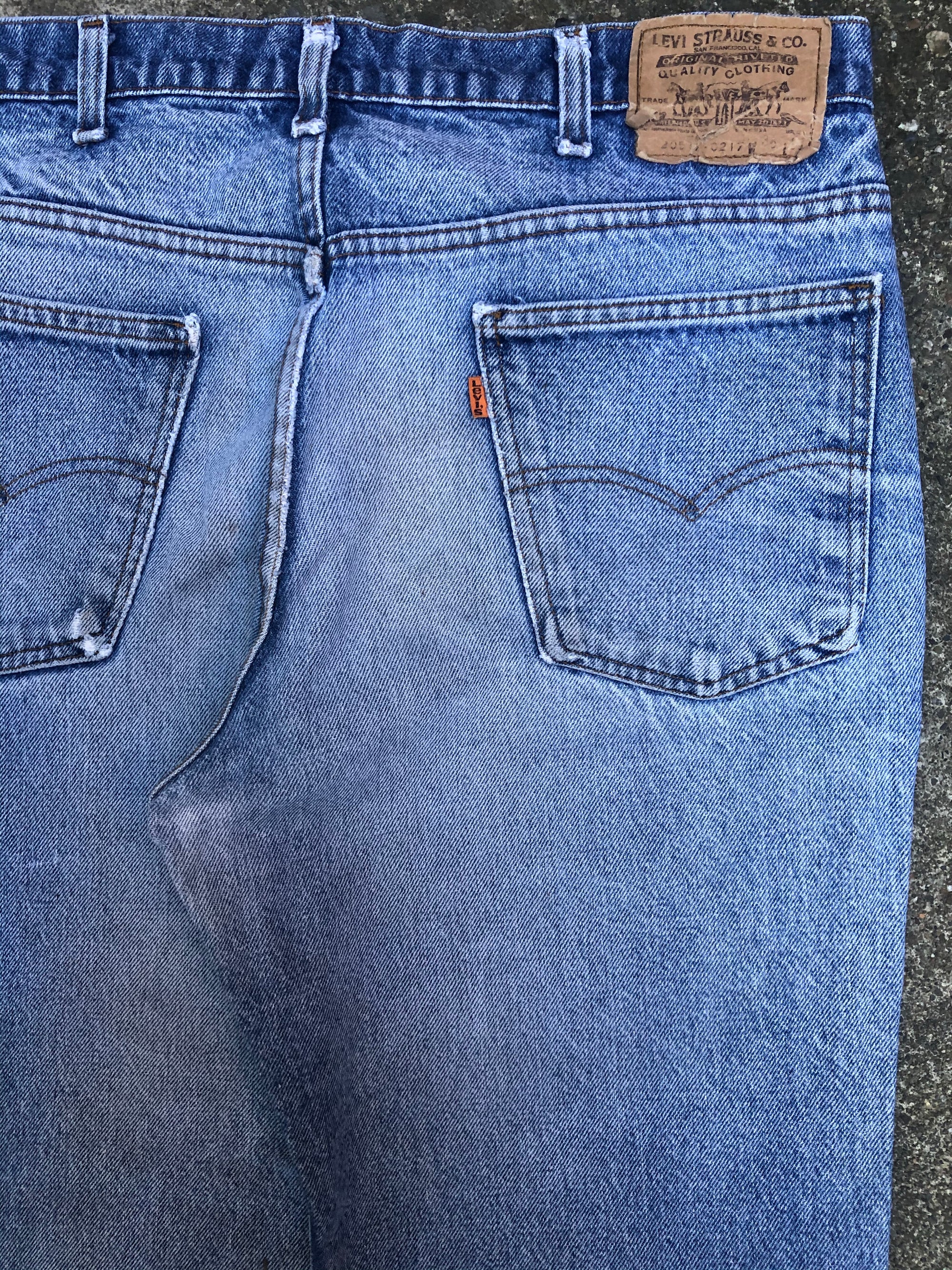 1980s Orange Tab Levis Faded Blue 517 Released Hem (35X27)