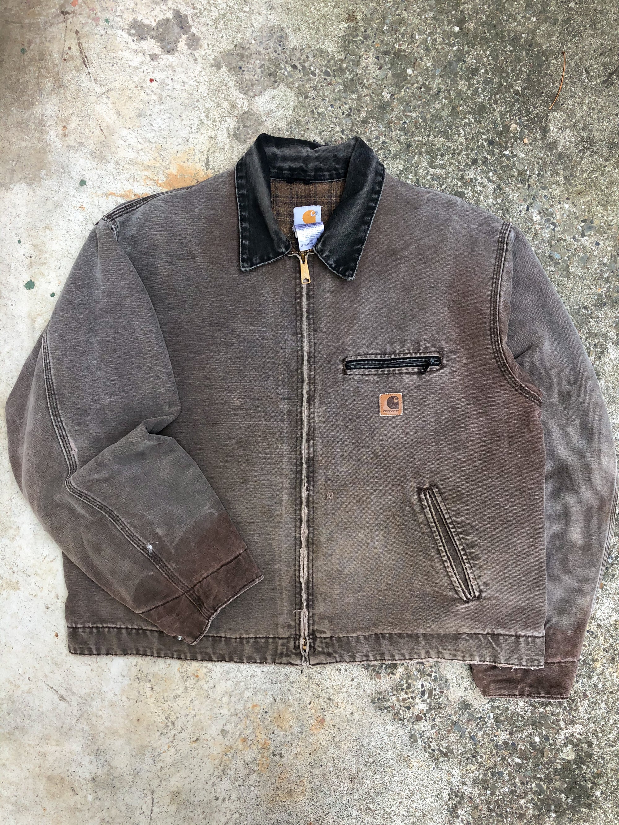 1990s Carhartt Faded Chocolate Brown Lined Work Jacket (XXL)