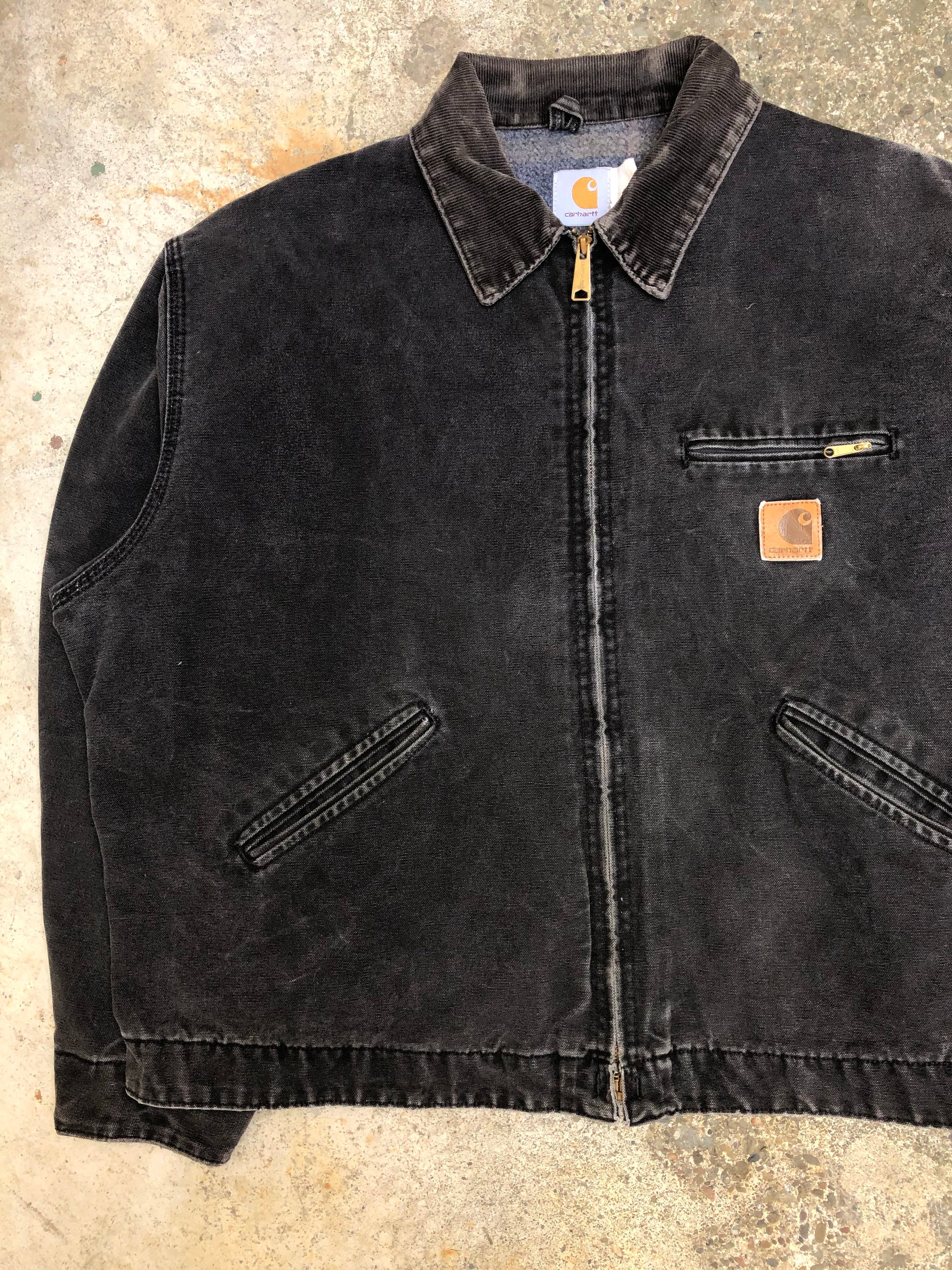 1990s Carhartt Faded Black Lined Work Jacket