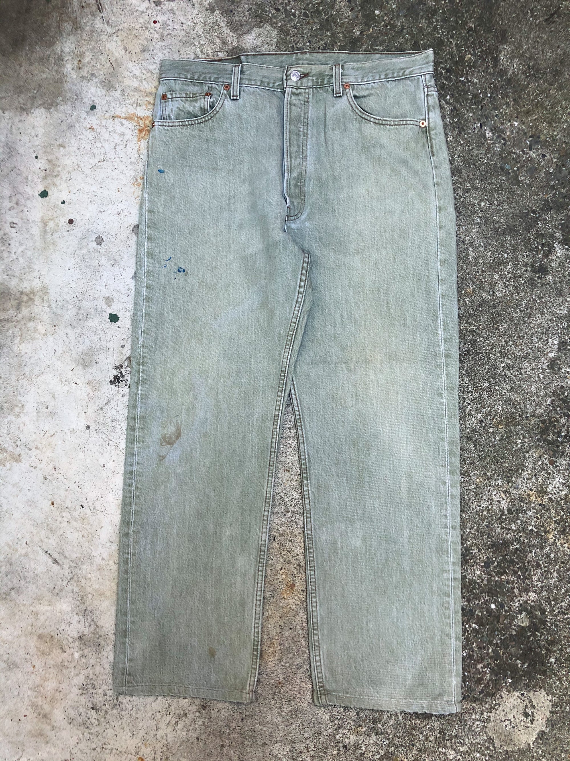 1990s Levis Faded Sage Green 501 (34X27)