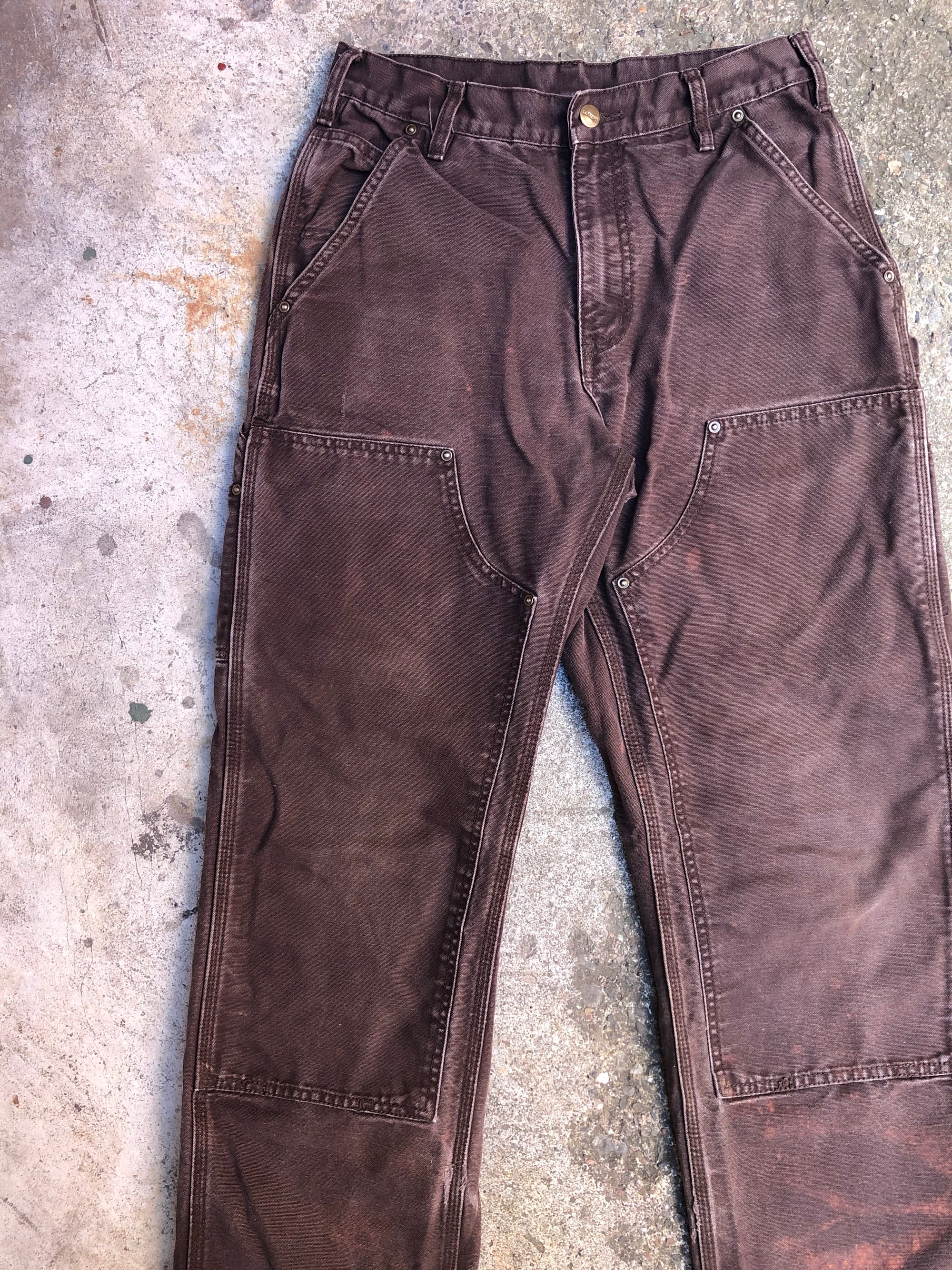 Carhartt B136 Dark Brown Double Front Knee Work Pants (30X29)