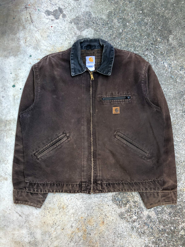 1990s Carhartt Faded Dark Brown Lined Work Jacket (XL)