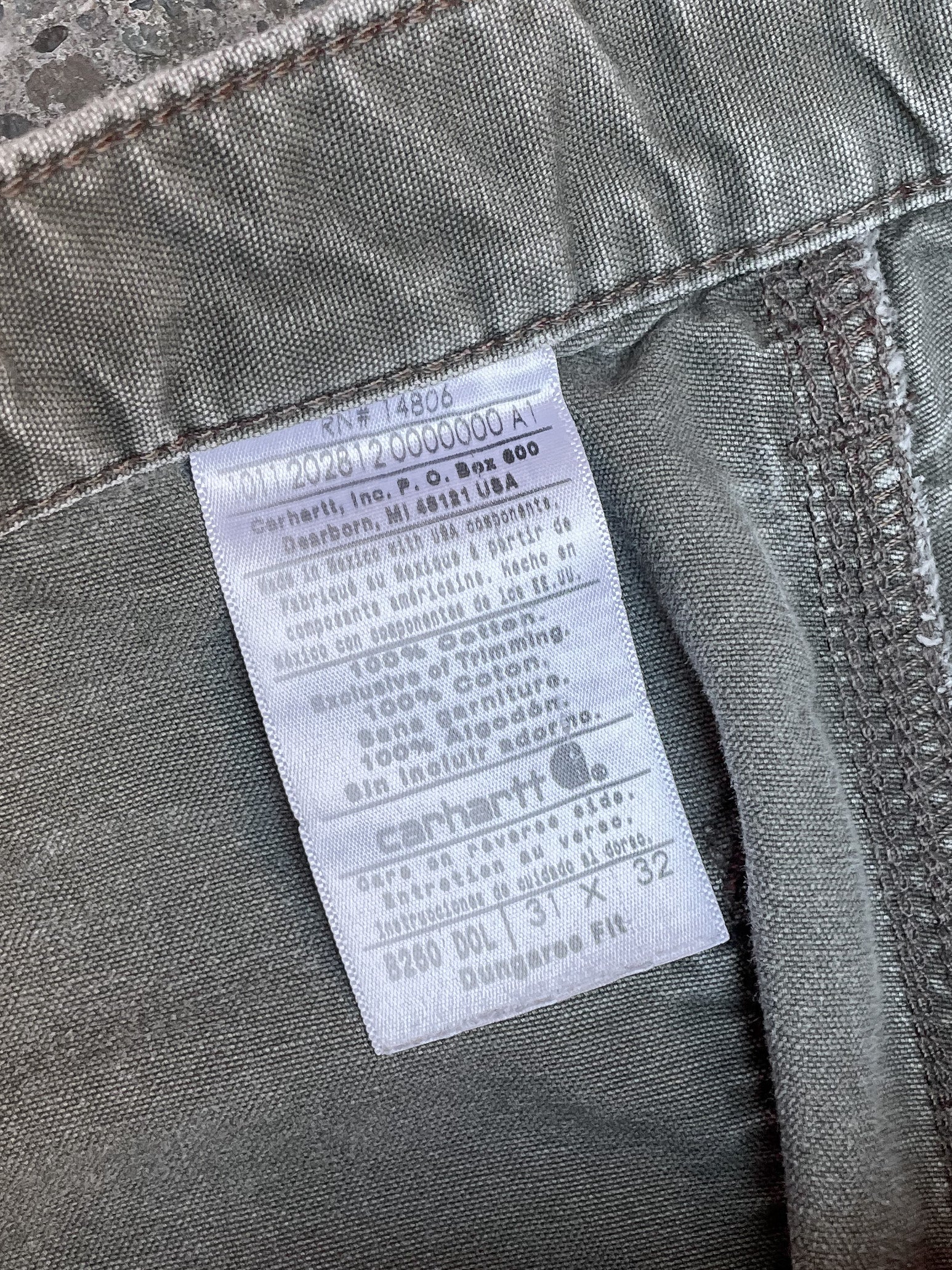 Carhartt B260 Repaired Painted Dark Olive Cargo Work Pants (31X29)