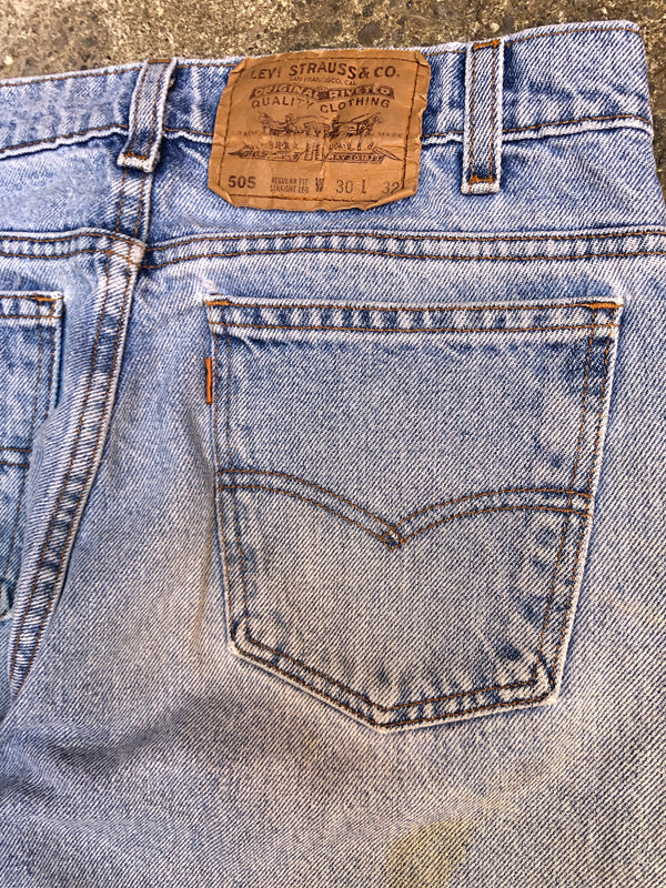 1990s Orange Tab Levis 505 Faded Blue Released Hem (29X32)