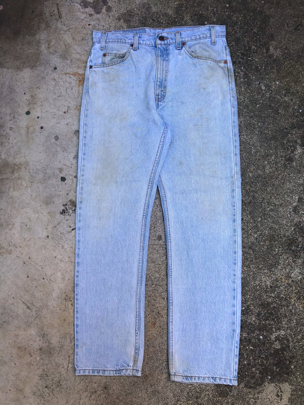 1990s Orange Tab Levis Light Wash Blue 505 (32X29)