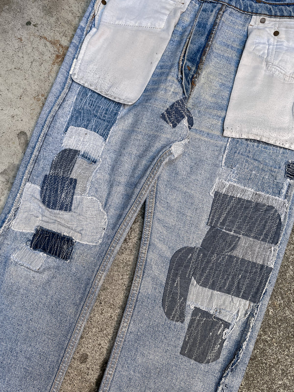 1980s/90s Levis Repaired Faded Blue 505 (33X31)