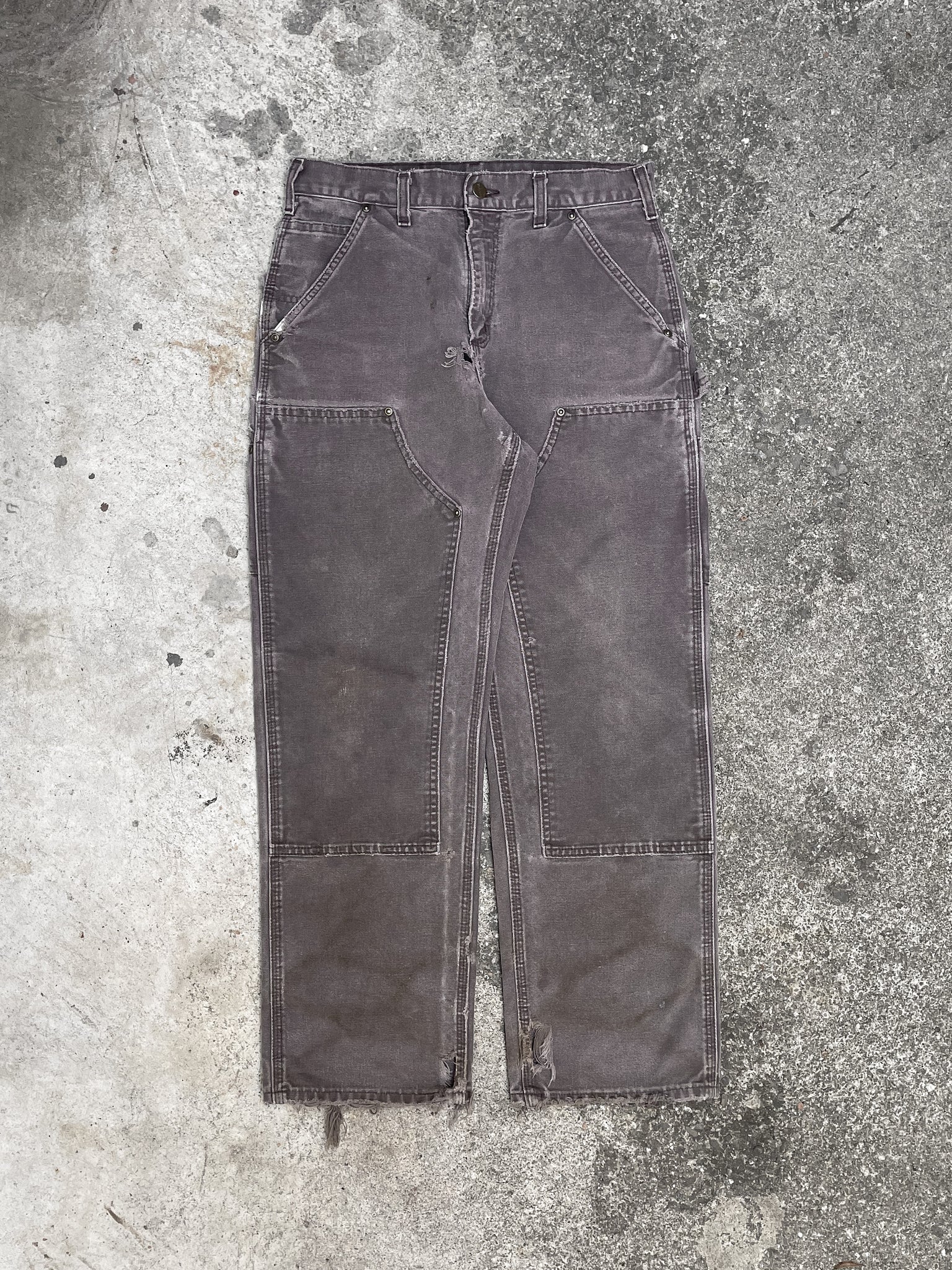Carhartt Double Front Knee Pants Faded Brown Destroyed Distressed Workwear  33x30