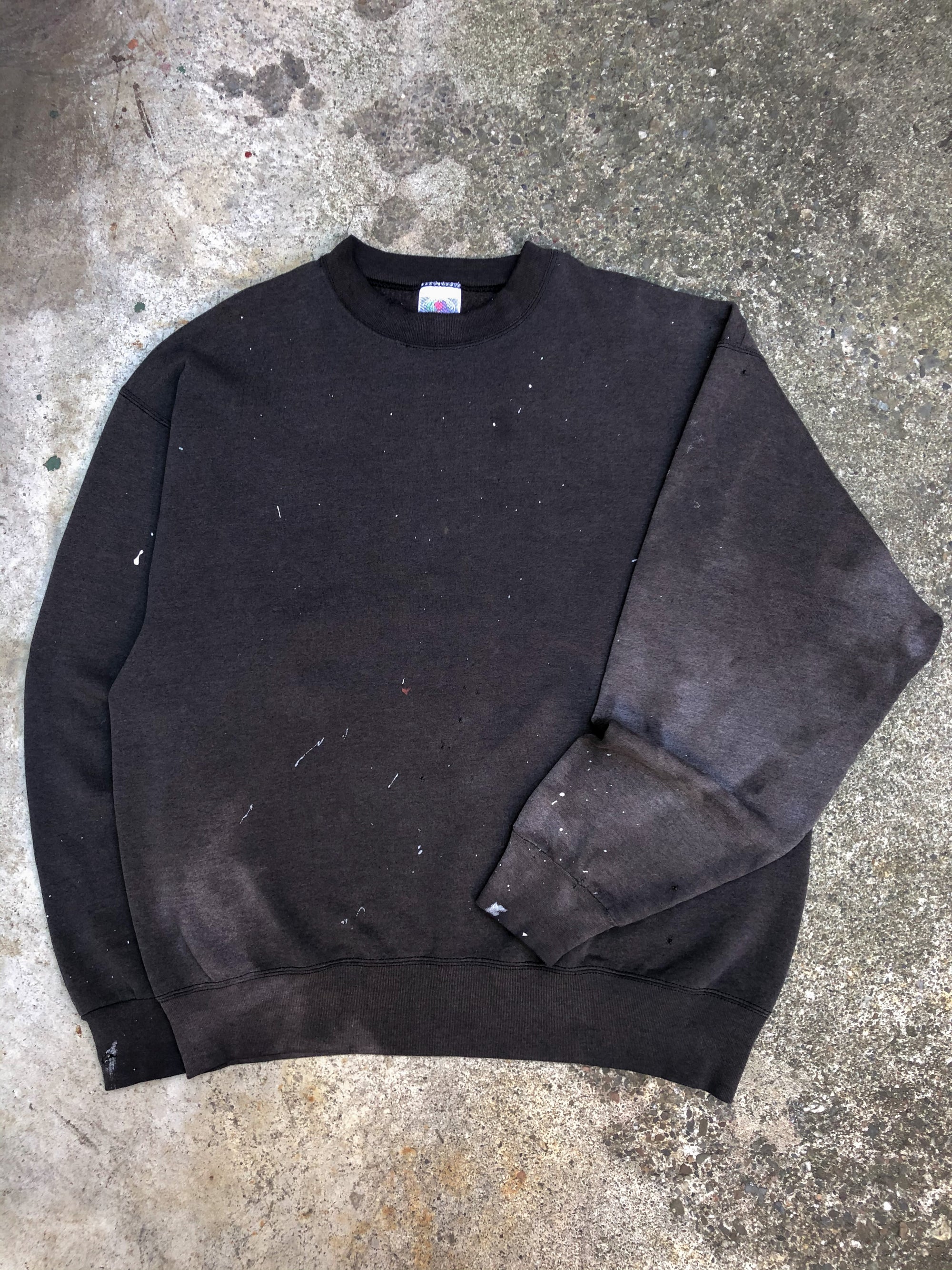 1990s Painted Sun Faded Black Blank Sweatshirt