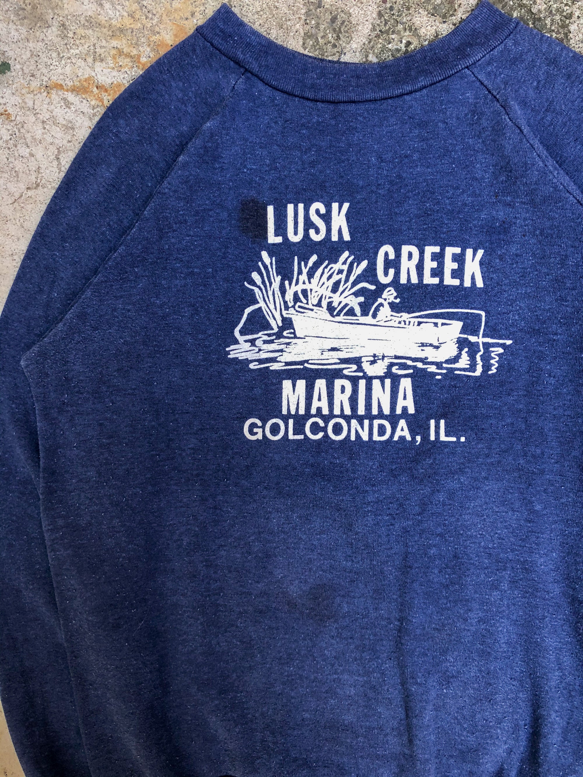 1980s Blue “Lusk Creek” Raglan Sweatshirt (M)