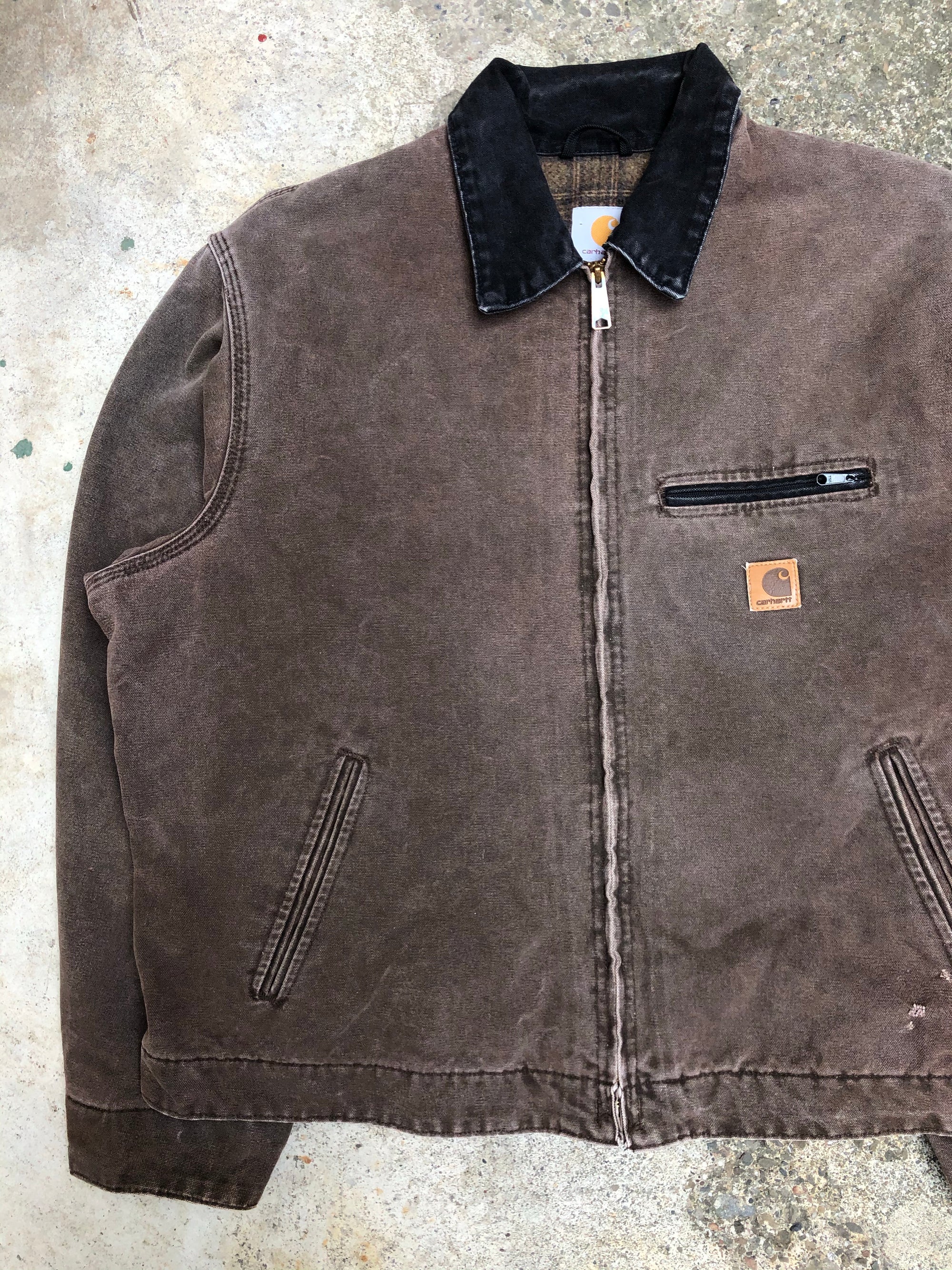 1990s Carhartt Faded Chocolate Lined Work Jacket