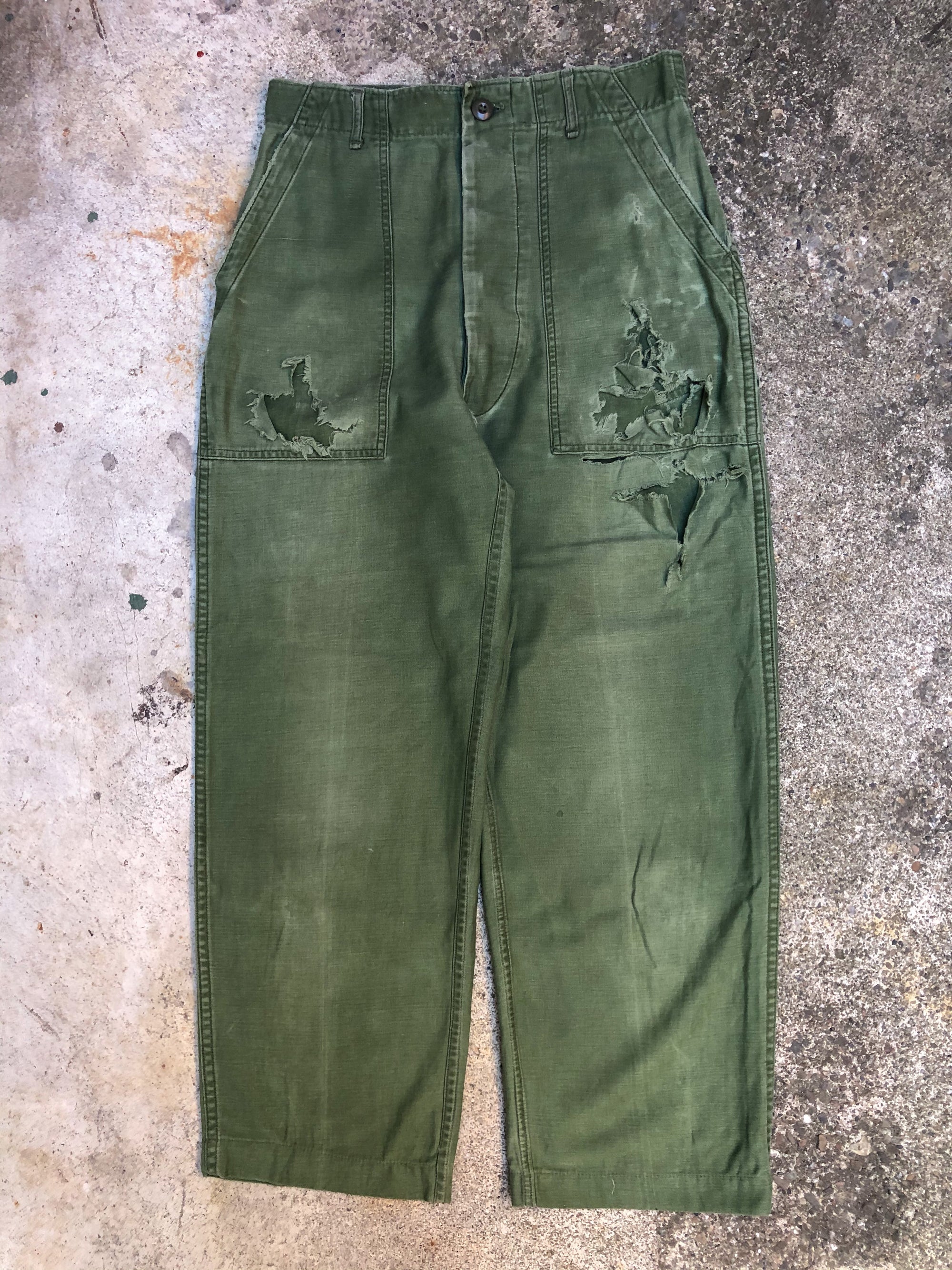 1960s Faded Blow Out OG 107 Military Pants (29X26)