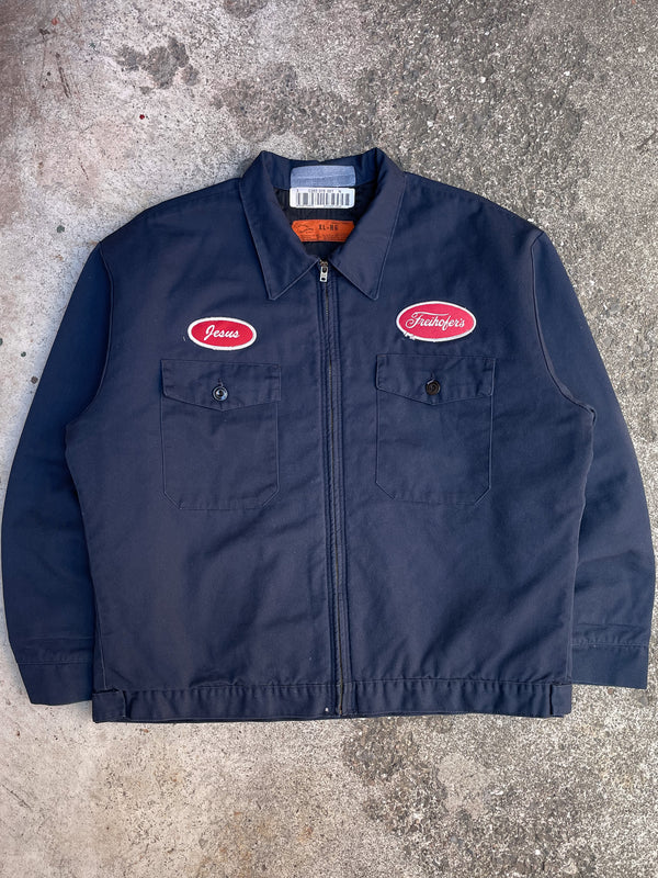 Vintage “Jesus” Navy Quilt-Lined Work Jacket